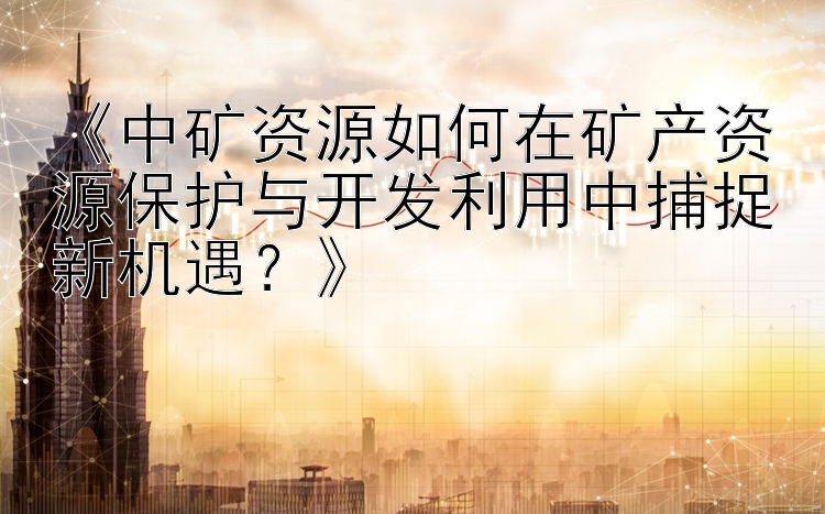 《中矿资源如何在矿产资源保护与开发利用中捕捉新机遇？》